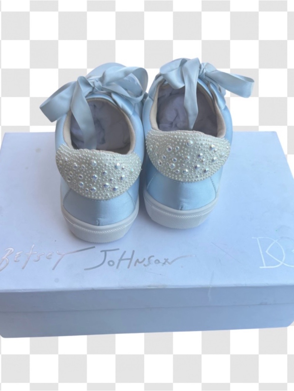 NWB- Betsey Johnson Brides Satin Sneakers with Pearl Detail - sz 7 - Picture 2 of 7